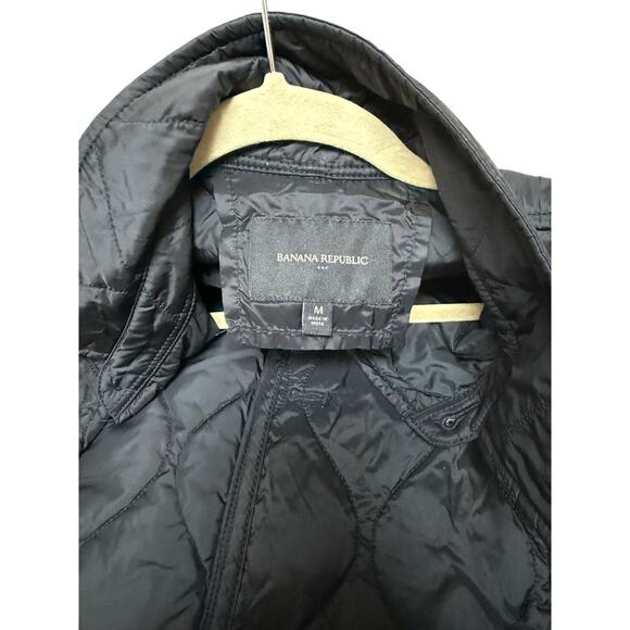 BANANA REPUBLIC Quilted Button-Up Jacket Black Size M - Picture 8 of 8